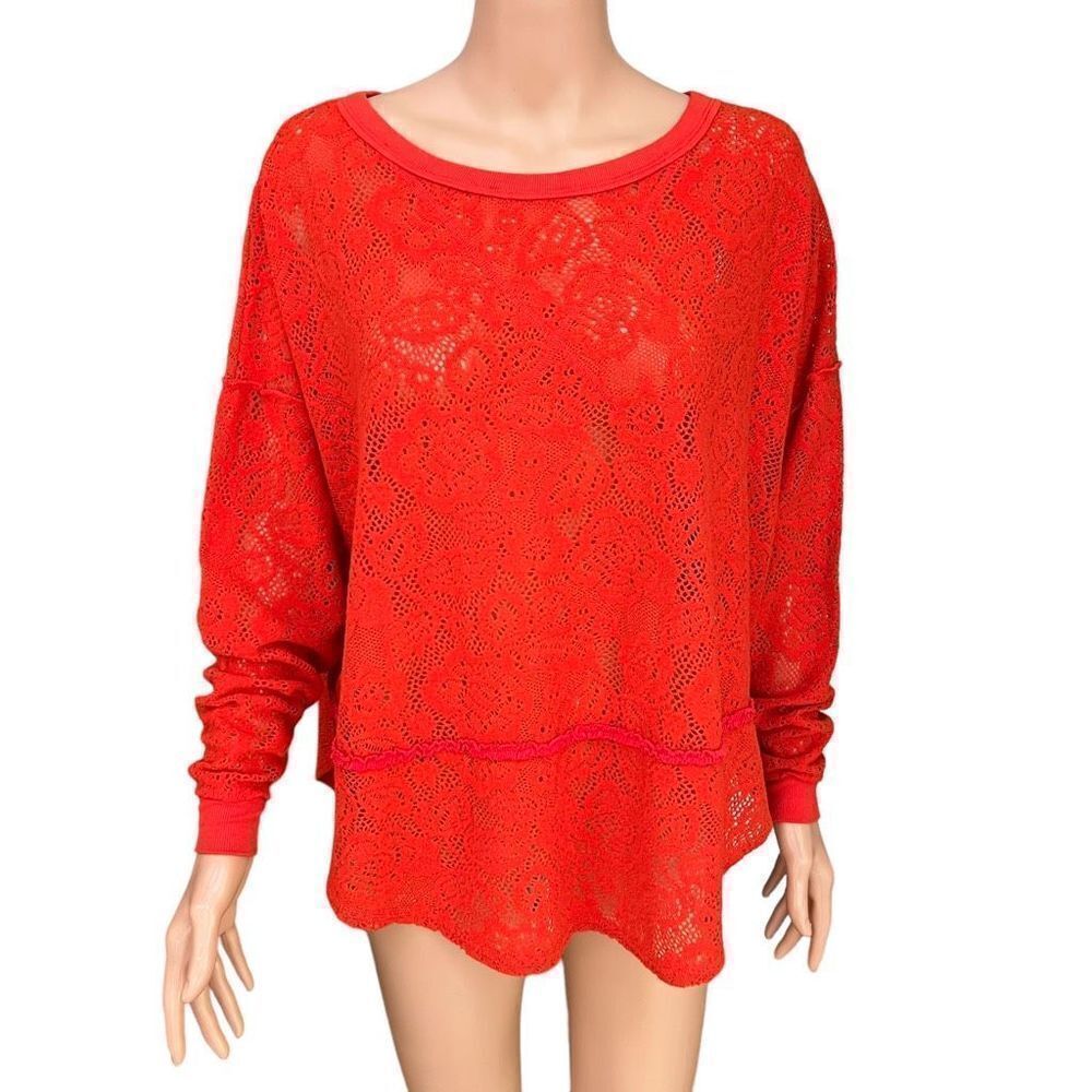 Free People Not Cold in This Lace Sweater Top Size Small